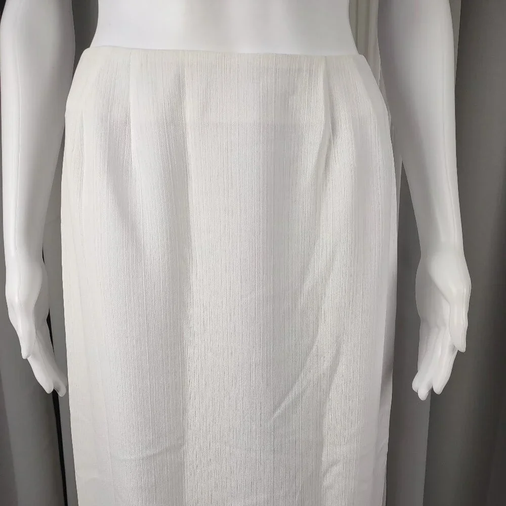 Larry Levine Petite 6P White Textured Midi Pencil Skirt Career Lined 31'' - Picture 2 of 9